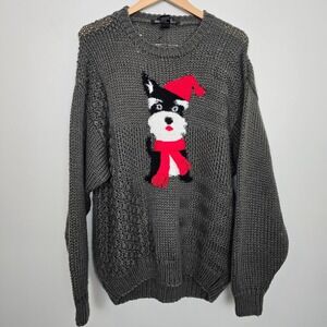 VTG SOLE Handmade Mens Terrier Dog Christmas Ugly Sweater Size XL Winter Holiday